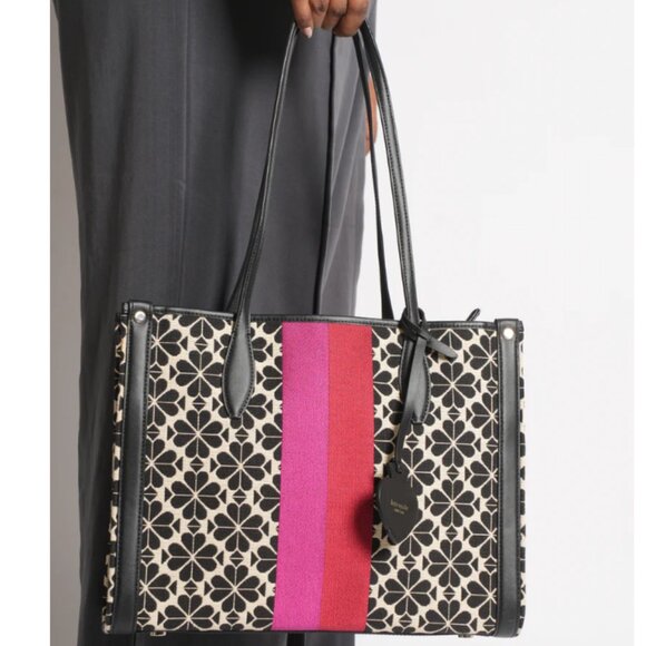kate spade Spade Flower Jacquard Stripe Market Medium Tote - Picture 3 of 6